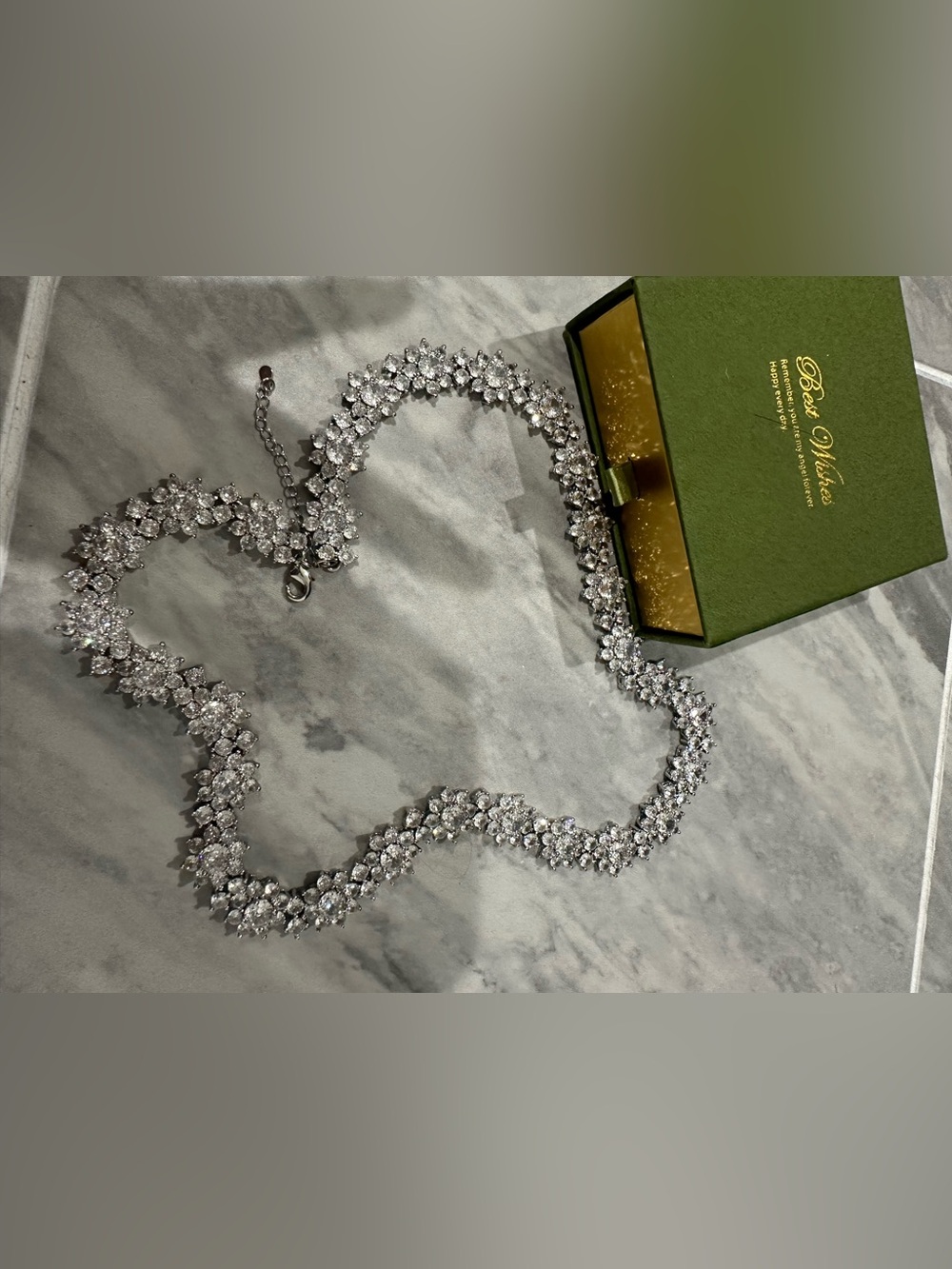 Elegant Silver-Tone Crystal Necklace - Sparkling White Stones